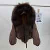 Европейская зима новая женская короткая модная свободная утепленная теплая куртка с капюшоном и большим меховым воротником из лисы