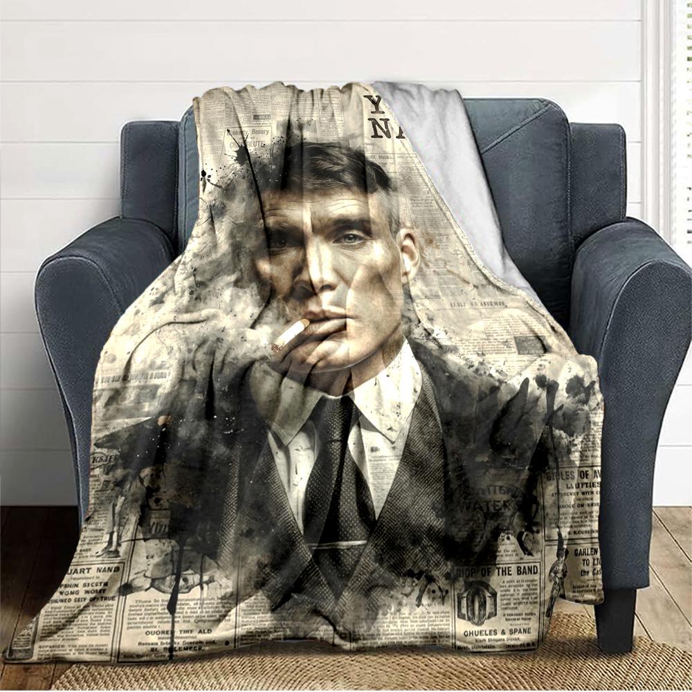 Name Custom Thomas Shelby Print Flannel Blanket High Quality Warm Comfortable Cover for All Seasons Perfect for Gifts Home Decor