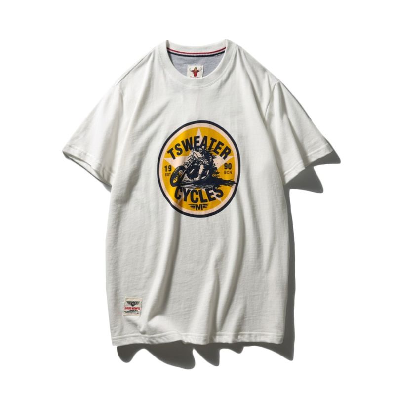 Export Export to Domestic Motorcycle Pure Cotton Short Sleeve T-Shirt Men Trendy American Retro Base Export Cotton T-shirt