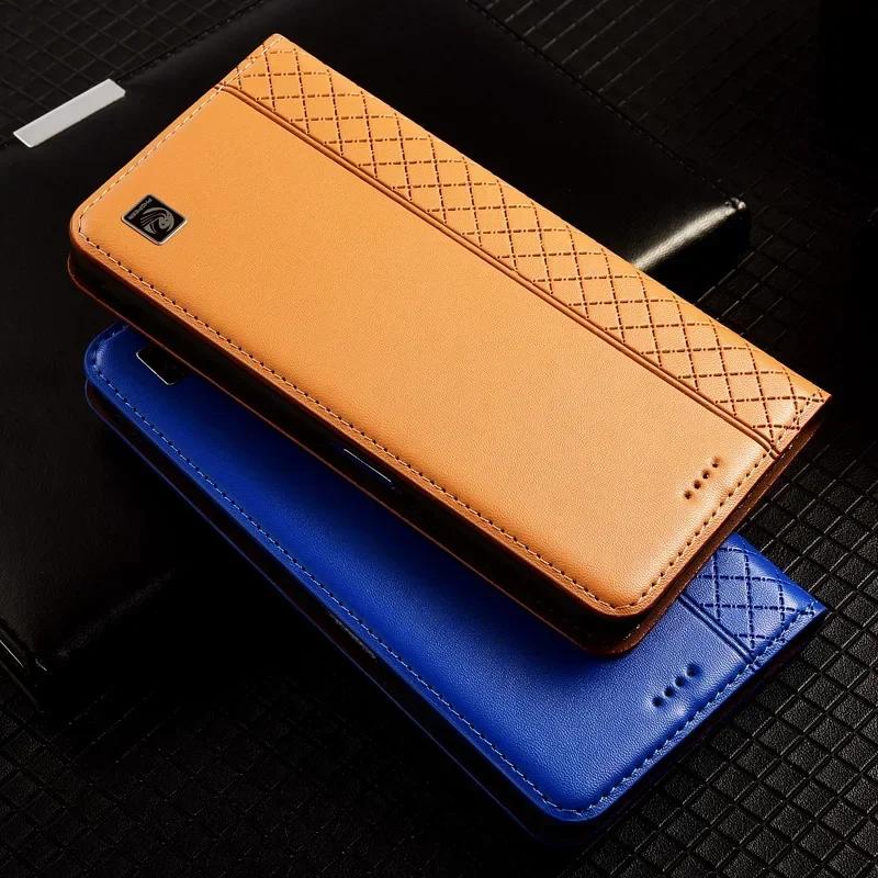 Флип-чехол для Realme GT 8 GT8 Pro 5G из натуральной кожи, магнитная крышка, роскошный чехол-кошелек из коровьей кожи с узором в виде сетки, карманом для карт