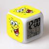 Cartoon SpongeBob SquarePants Alarm Clock Children's Gifts Color-changing Colorful Alarm Clock Square Clock Bedside Clock