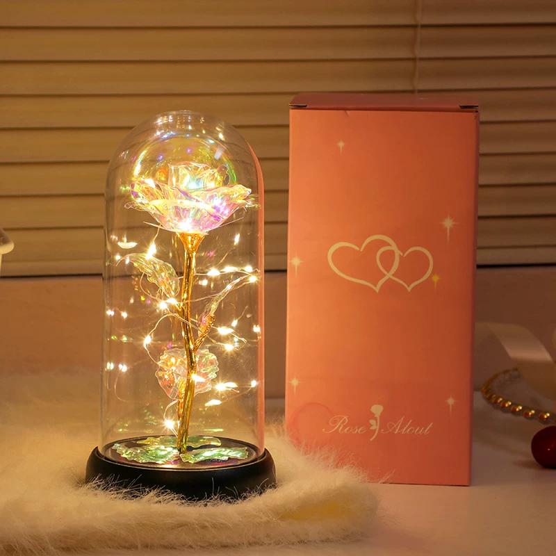 Eternal bouquet rose night light ornament bedroom decoration birthday gift girls girls children senior sense Qixi Festival