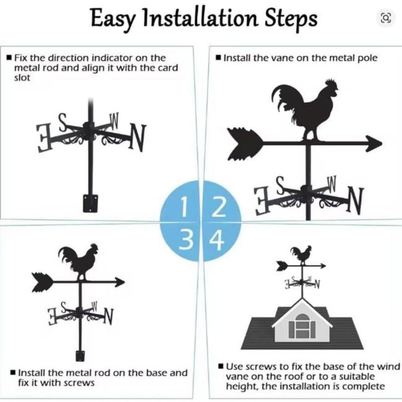 Garden Supplies Stainless Steel Creative Animal Rooster Roof Home Wind Indicator Outdoor Cupola Wind Direction Indicator Field