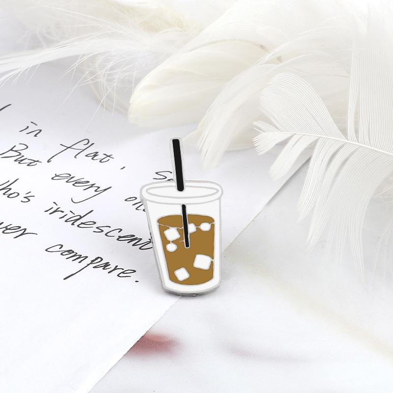 Fashion Coffee Brooches Iced Americano Cup Small Enamel Pins Cute Custom Metal Badge Jewelry Lapel Denim Backpack Pin Icon Gifts