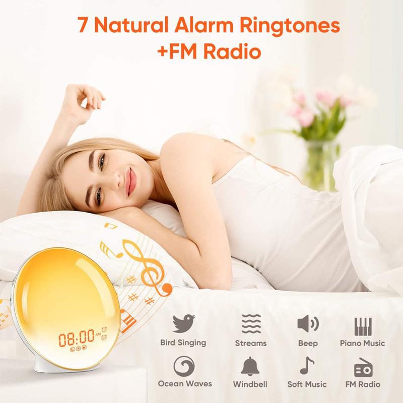 Smart Wake-Up Light: Sunrise Simulation LED Alarm Clock with Colorful Atmosphere, White Noise, and Children's Bedside Lamp.