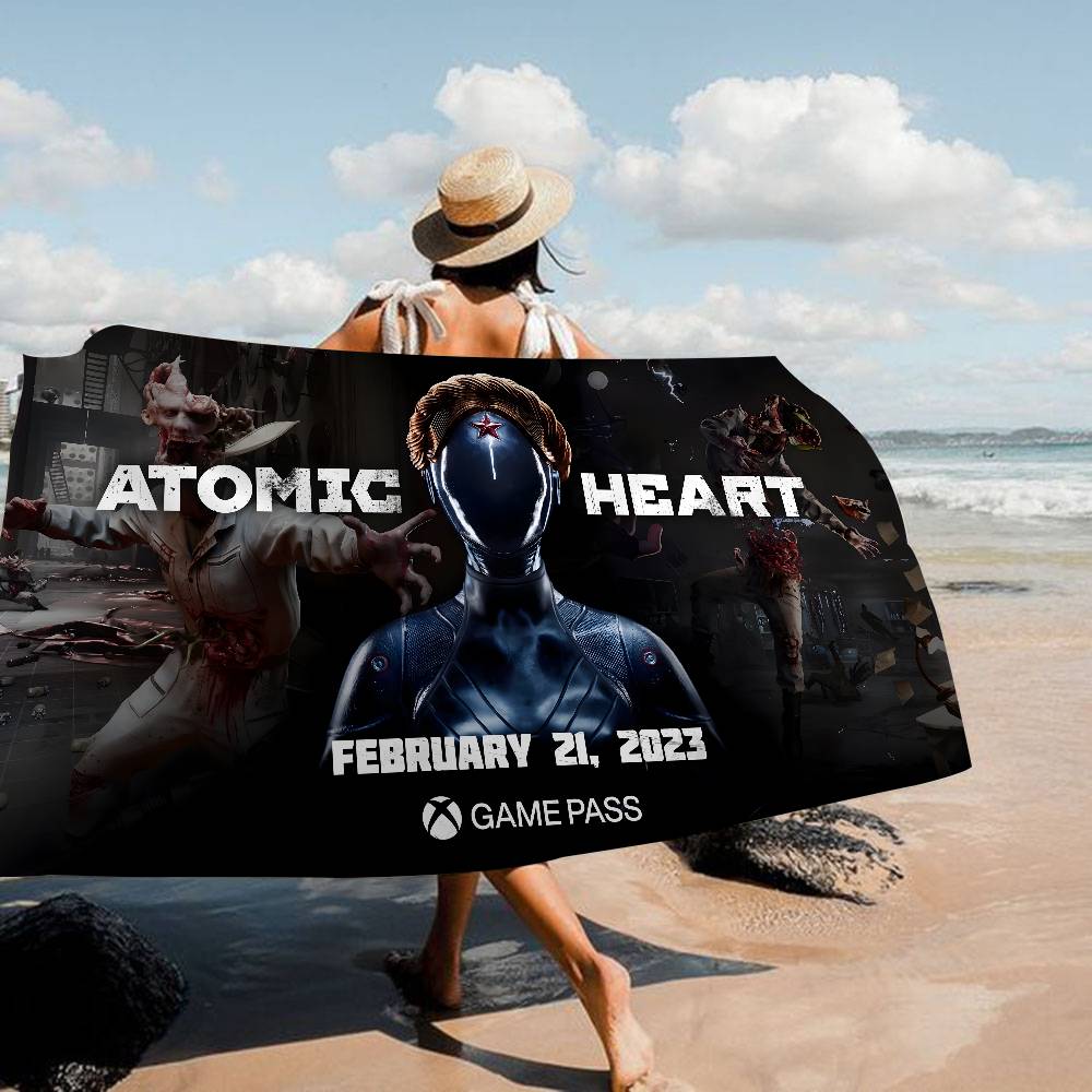 Atomic Heart Винтажное Аниме Пляжное Полотенце Мягкое Впитывающее Салфетка Детские Подарки для Детей Путешествия Кемпинг Спортзал