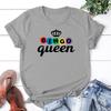 Summer Short Sleeved Harajuku Streetwear Women New Bingo Queen Print Casual Round Neck Aesthetic Clothes