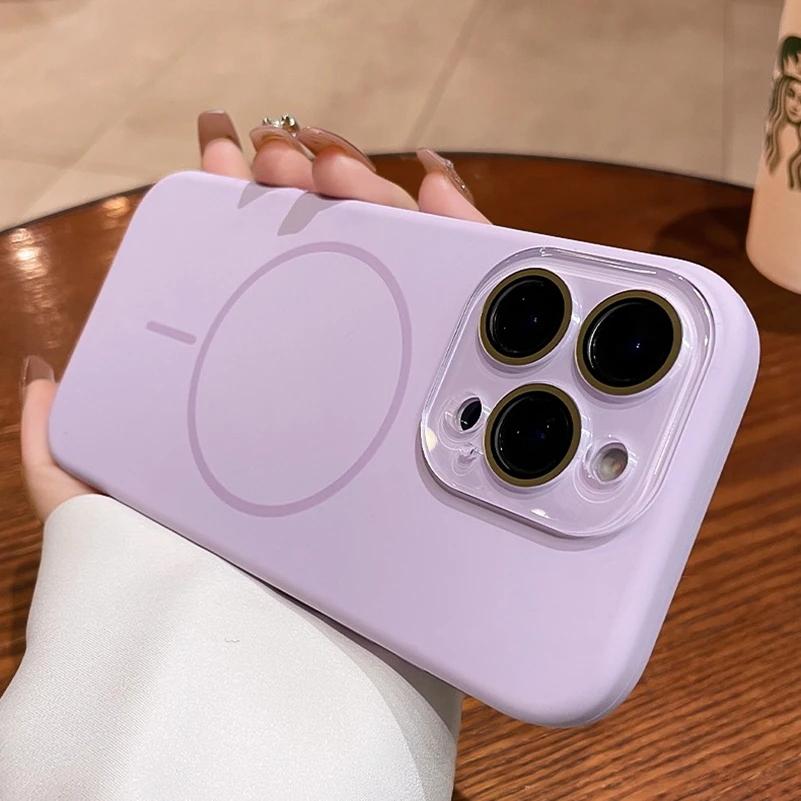 Liquid Silicone For Charge Magnetic Case For For Iphone 17 Pro Max 16 15 14 13 12 11 Crystal Camera Protection Soft Cover