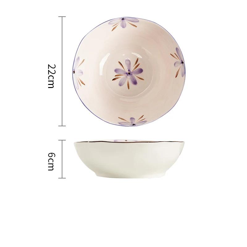 Романтичные фиолетовые керамические тарелки, легкие, роскошные, ресторанные, фруктовые, салатные, домашняя кухня, паста, обеденная тарелка, изысканные миски для риса