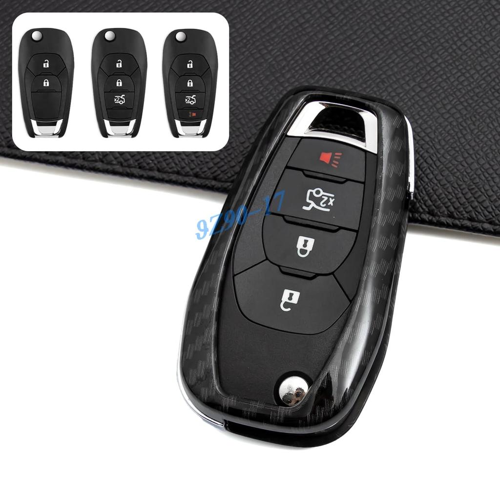 Abs Carbon Fiber Car Smart Key Cover Case Keychain For Chevrolet Chevy Cruze Trailblazer Spark Trax