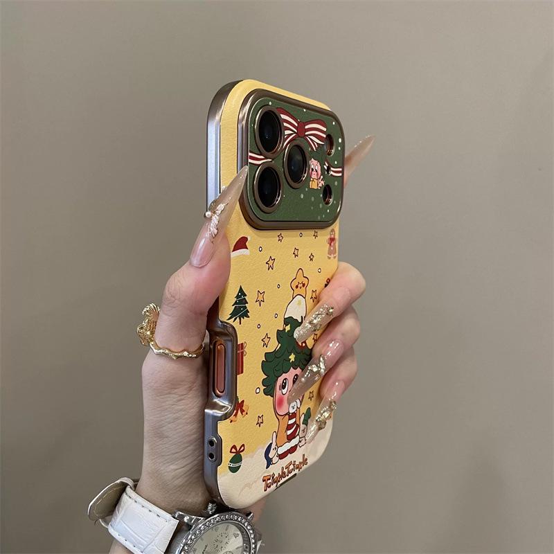 Рождественский мультяшный чехол-звезда для iPhone 17 Pro/16 Pro/15 Pro с большим окном