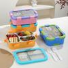 304 Stainless Steel Thermal Lunch Box 3 Compartments Bento Lunch Box  School Use