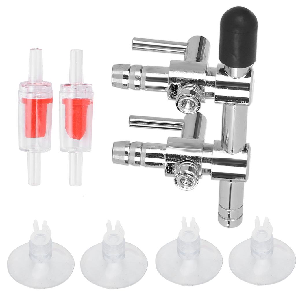 Aquarium Check Valve Fish Tank Oxygen Tube Suction Cups Set Aquarium Accessories2 Way Stainless