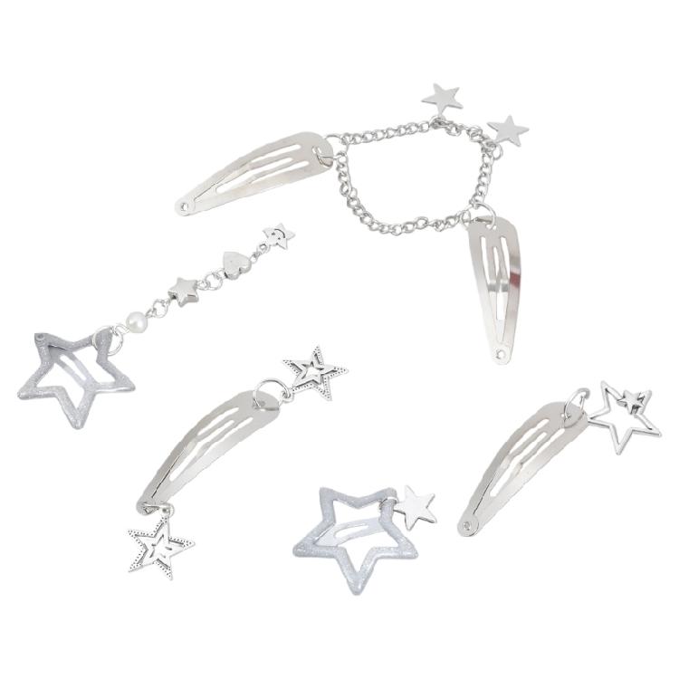 10 шт./5 шт. Металлические заколки-звездочки Зажимы для волос Панк Пятиконечные Звезды Шарм Заколка для волос Аксессуары для волос для женщин Модная бижутерия