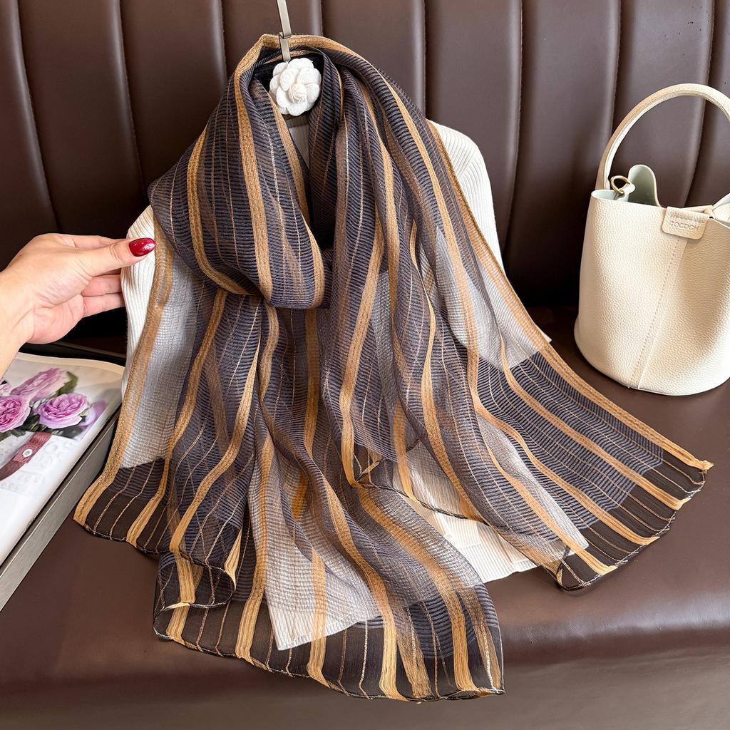 Бренд Женский шелковый шарф Женский полосатый Фуляр Женский Пашмина Шали и накидки Большого размера Шарфы Пляжное полотенце Бандана Мусульманский хиджаб
