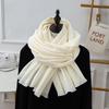 Women's Winter White Wool Cashmere Shawl: Short-Tassel Versatile Korean-Style Scarf