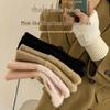 Women's Mink Fleece Plush Half-Finger Gloves - Warm, Cold-Proof, Cute Black and White Office Style