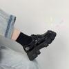 Black Patent Leather Platform Shoes Women  Gothic Lace Up Chunky Heels Woman Japanese Style Student Shoes Female