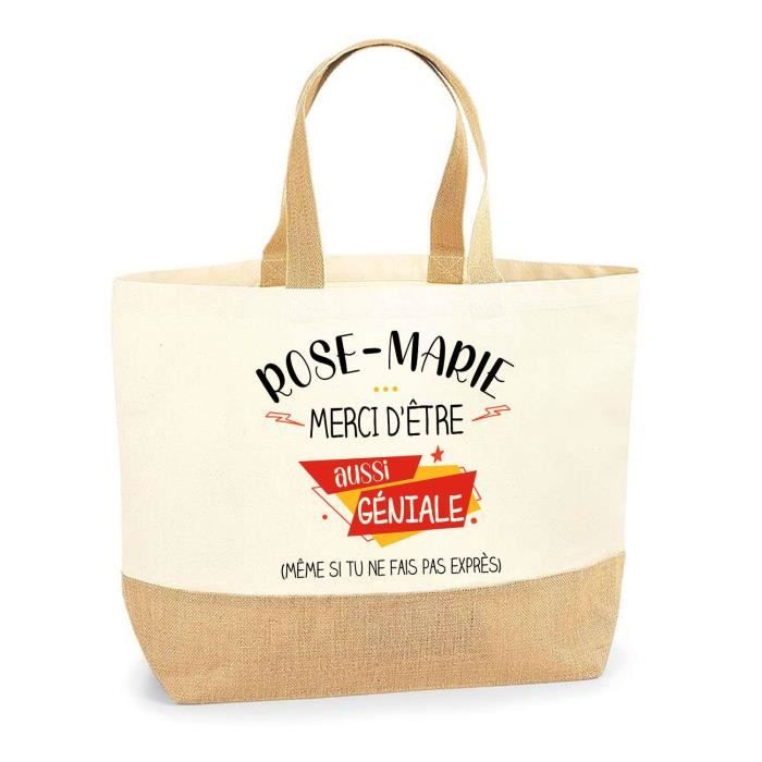 Cabas de plage - PLANETEE - Roseline géniale sans faire exprès - Jute naturel - Multicolore - Fabriqué en France