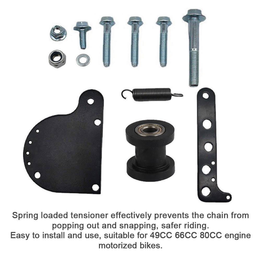 Комплект подпружиненного натяжителя цепи, металлический регулятор цепи шкива, совместимый с двигателем 49CC 66CC 80CC