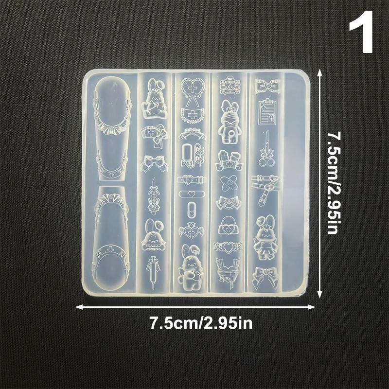 Bowknot Nail Mold in 3D Silicone; Transparent Templates for Flower Heart Lace Nail Art Designs