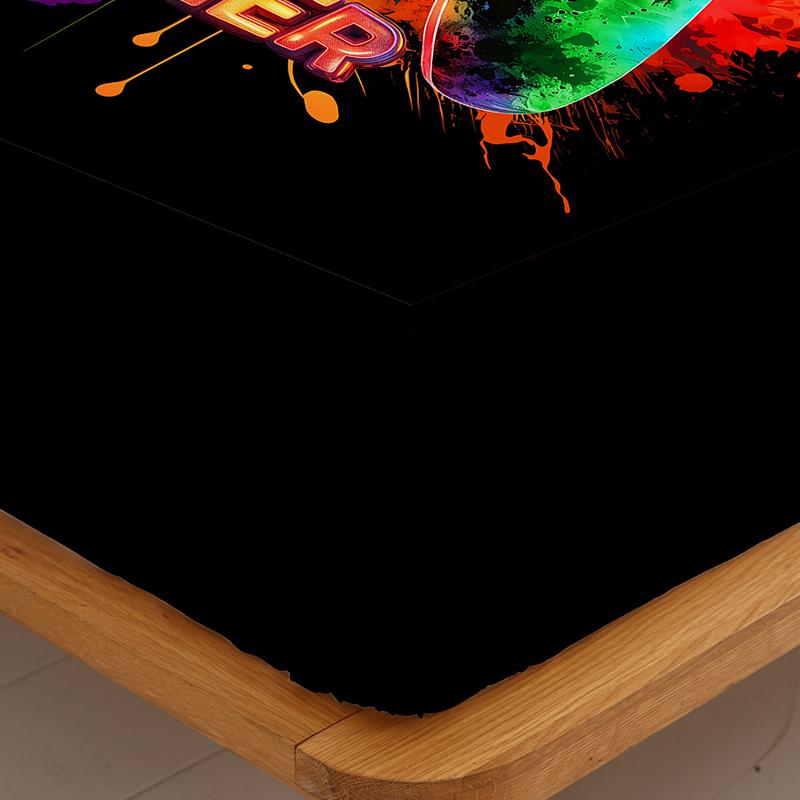 3PC Oil Color Game Console Bed Sheet, 1 Fitted Sheet+2 Pillowcases, Digital Printing Technology, Comfortable and Soft Fabric