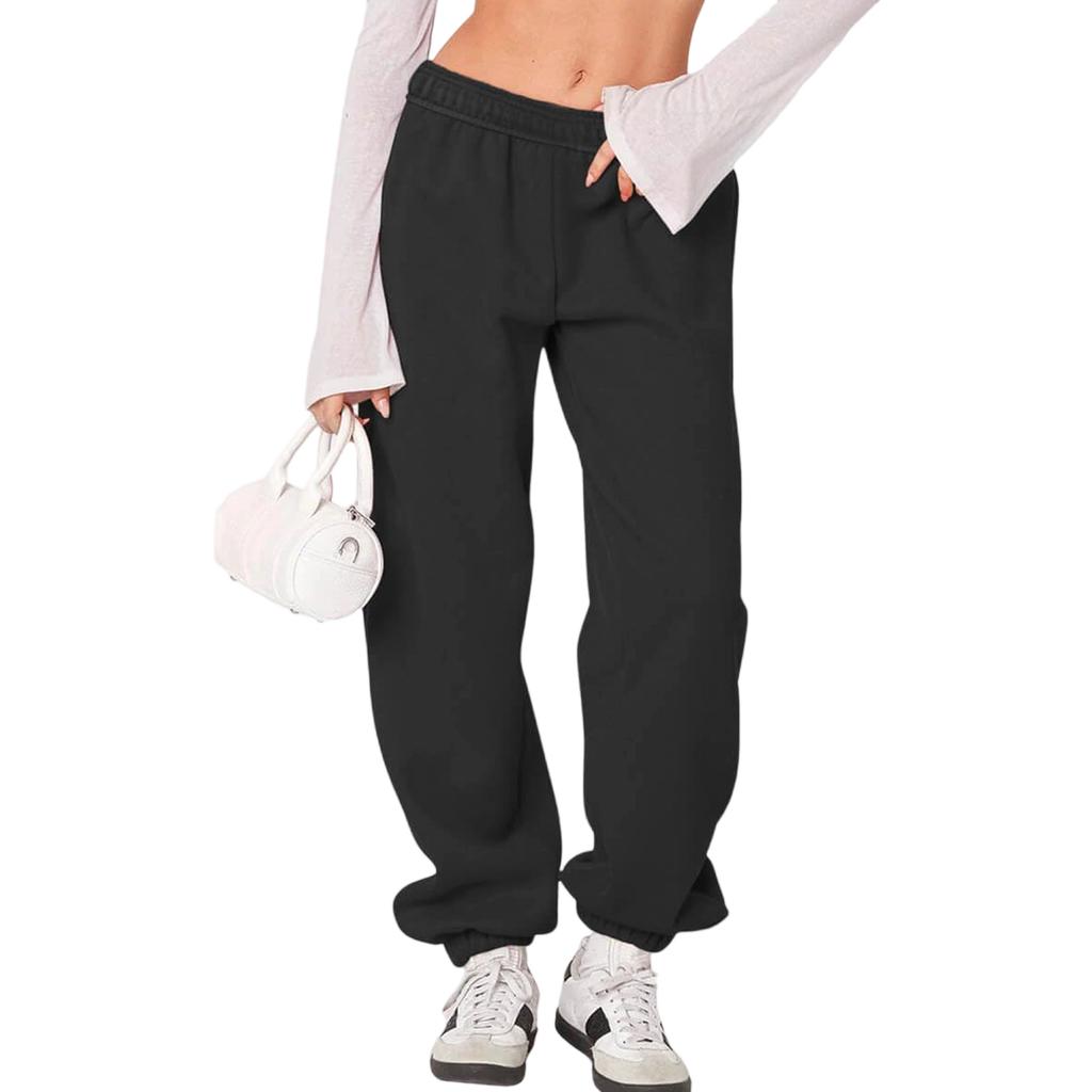 Женские флисовые спортивные штаны Зимние спортивные штаны с высокой посадкой на кулиске Мешковатые штаны-джоггеры