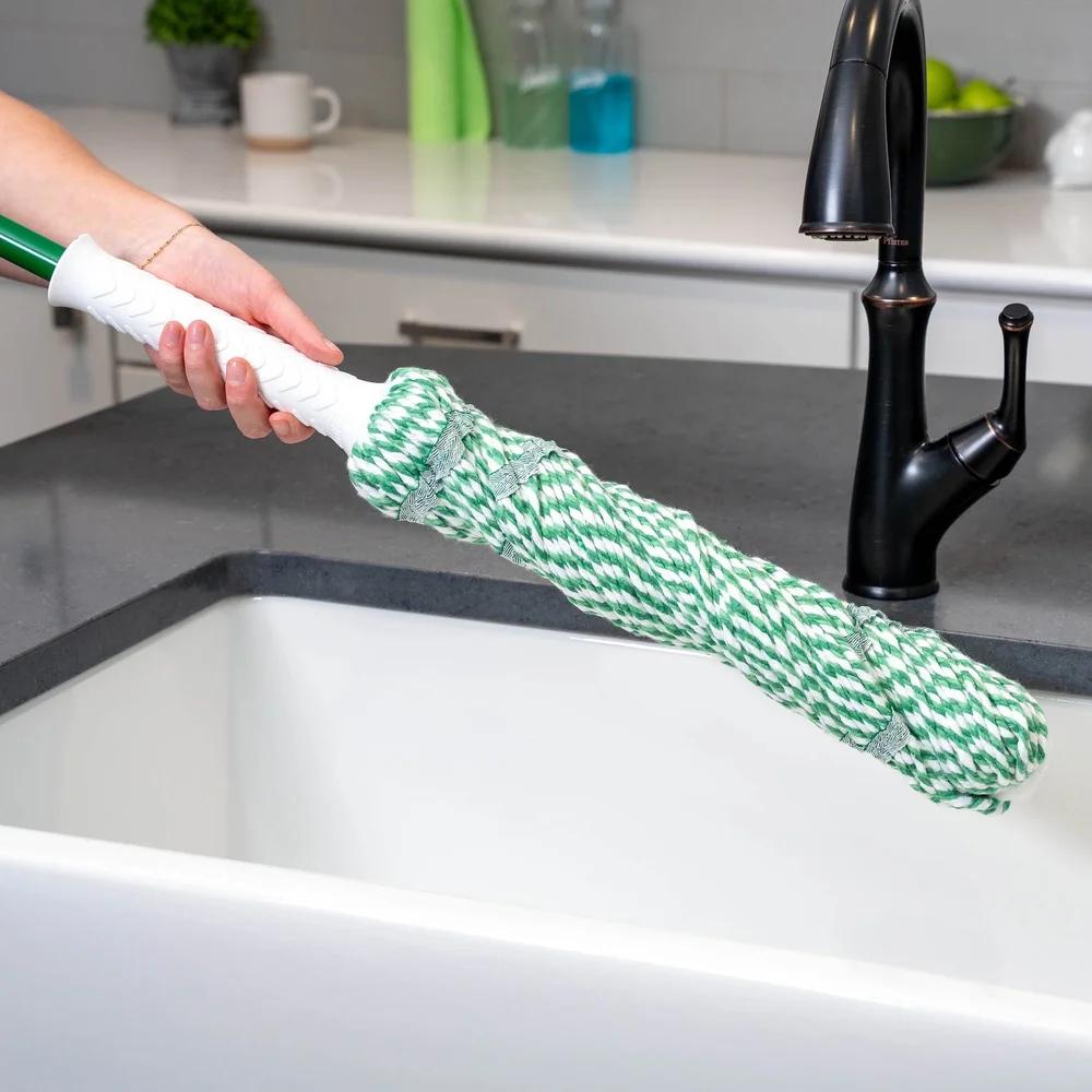 Heavy Duty Tornado Twist Mop Cotton Blend Head Easy Change Grip Ratchet Wringing Efficient Surface Cleaner Machine Washable