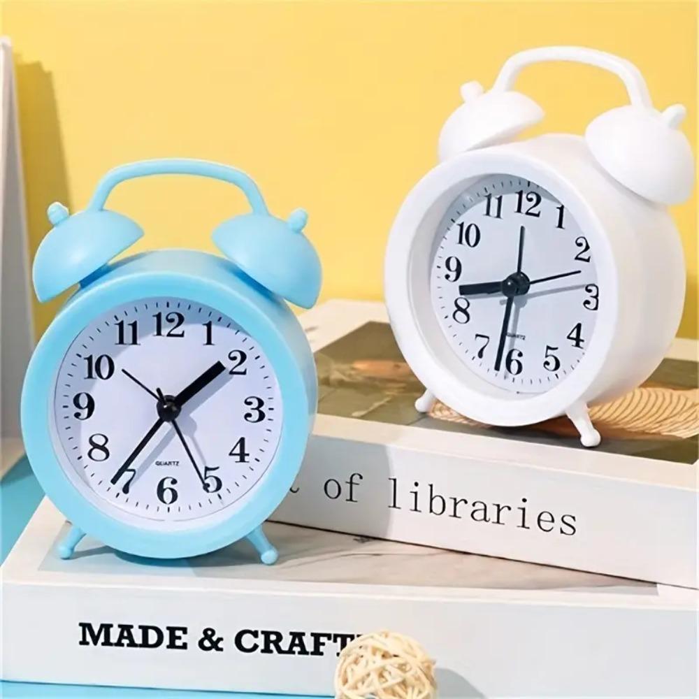Double Bell Cartoon Alarm Plastic Bedside Clock Creative Small Alarm Clock Student
