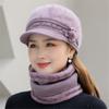 Winter Hat Keep Warm Cap Add Fur Lined Hat And Scarf Set Warm Hats For Female Casual Rabbit Fur Winter Knitted Hat