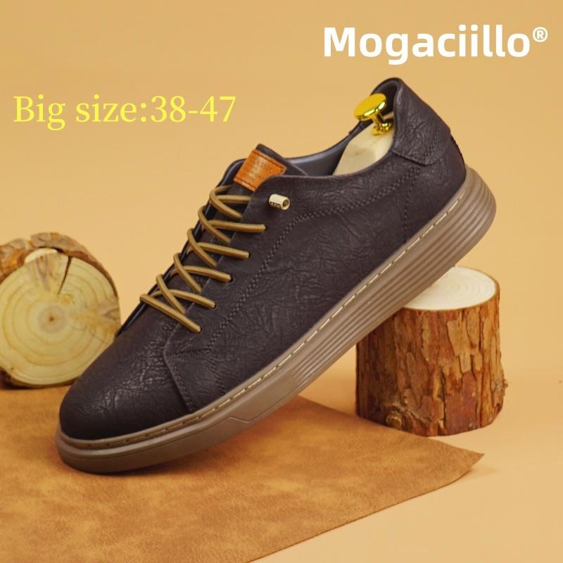 Men's Genuine Leather Casual Shoes White Lace Up Flats Shoes for Men Black Luxury Designer Sneakers Large Size: 36-47 Mo-43221