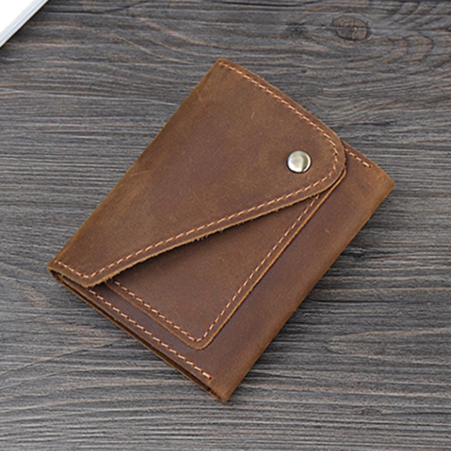 Ретро короткий мужской кошелек из натуральной кожи первого слоя, мужская сумка из натуральной кожи, женский маленький кошелек, держатель для карт, чехол для монет, чехол для монет Tide