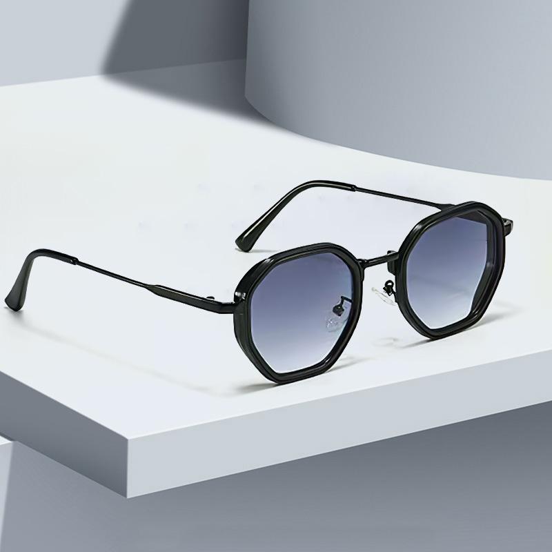 New In Vintage Sunglasses For Women Modern Fashionable Octagonal Glasses With Black Lenses Golden Edging Sun Glasses