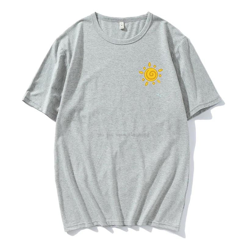 Футболки с рисунком солнца для мужчин и женщин Happy Every Day Sunshine Summer Harajuku с коротким рукавом Футболки Simple Inside Good Mood Gifts
