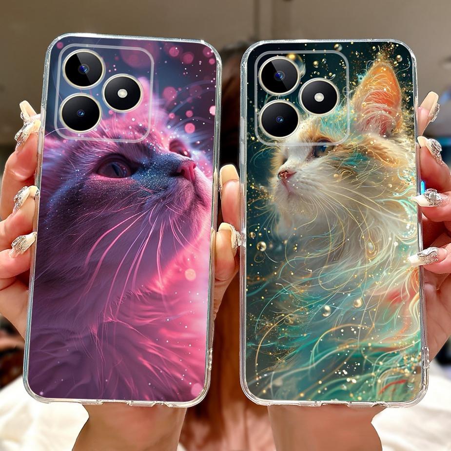 For Realme Note 50 Case RMX3834 Cute Cat Painted Cover Clear Silicone Soft TPU Phone Case For Realme Note 50 Note50 Fundas Coque
