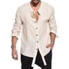 Designer Spring Summer Men's Casual Cotton Linen Solid Color Long Sleeve Shirts Loose Shirts