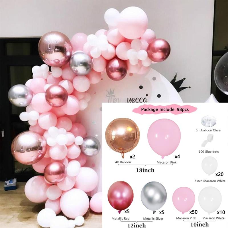 Baby Shower Decorations Macaron White Pink Blue Gold Balloon Arch Kit Wedding Birthday Boy Or Girl Gender Reveal Party