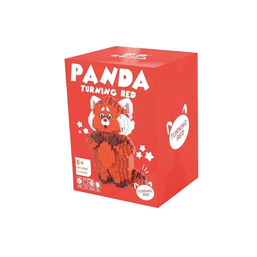 Turning Red Micro Building Blocks DIY Mei Lesser Panda Model Diamond Brick Figures Kid Toys For Christmas Gift