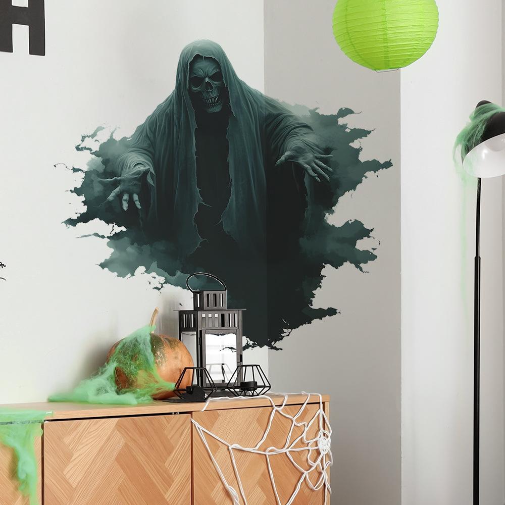 Halloween Atmosphere Decoration Scary Skull Head Bedroom Living Room Wall Stickers
