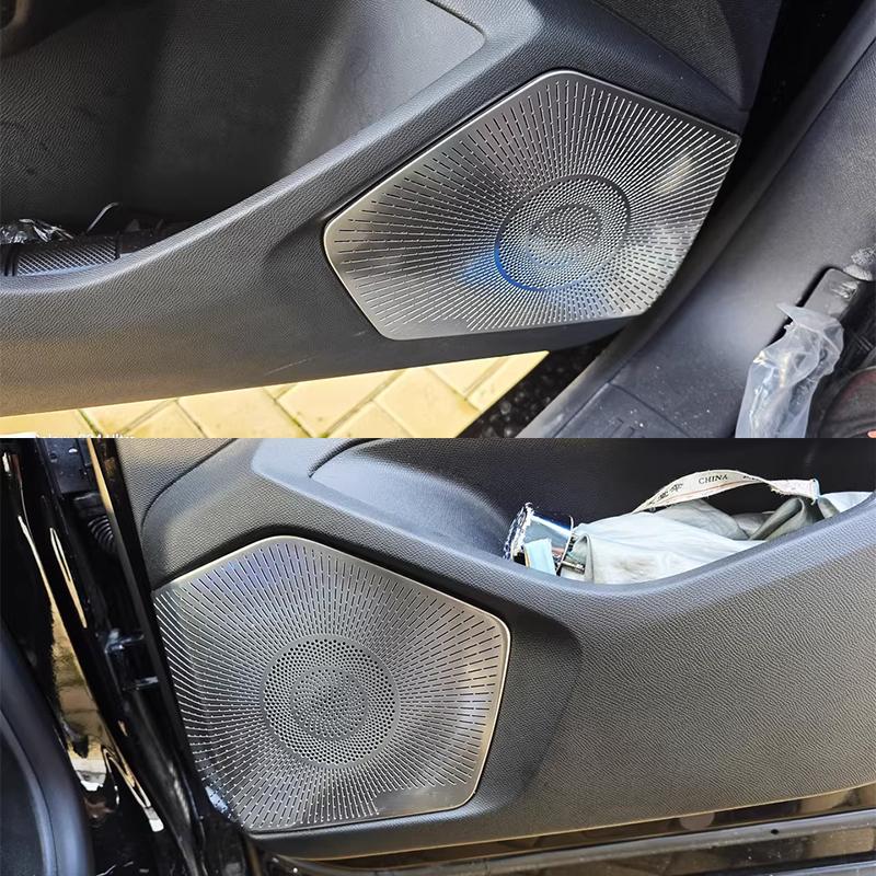 For Peugeot 408 2024 2025 Car door audio panel protective cover and horn cover made of stainless steel material