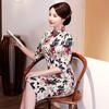 Chinese Style Cheongsam Retro Mid-length Improved Cheongsam Temperament Short-sleeved Dress