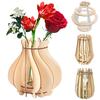 Wooden Puzzle Flower Vase with Stem Holder Heavy Duty DIY Building Block Flower Bouquet Display Stand Home Office Desktop Decoration