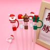 6pcs 10mm Christmas Straw Cover Cap Reusable Dust-Proof Straw Tips Lids Xmas Cup Straw Topper Christmas Dinner Table Decor