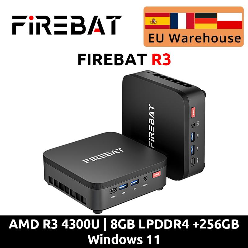FIREBAT Мини-ПК R3 AMD Ryzen 3 4300U 8 ГБ/16 ГБ ОЗУ LPDDR4 256 ГБ/512 ГБ SSD M.2 SATA Windows 11 Pro Настольный компьютер WiFi6 BT5.2