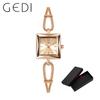 Fashion Gedi Top Brand Rose Gold Women Square Wrist Watch Alloy Rope Band Water Resistance Luxury Ladies Quartz Jewely 20mm