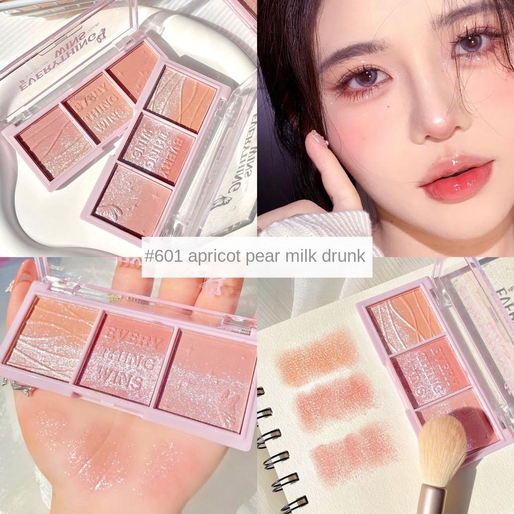 Three Color Blush Eyeshadow Tray Contouring One Plate Highlight Brightening Natural Long-lasting Makeup Waterproof Sweat Resistant Student Cosmetics