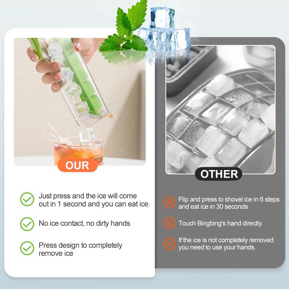 1/2Pcs Food Grade Silicone Ice Cube Mold With One Click Press Type Storage Box Whiskey Cube Maker Kitchen Tool For Home Bar