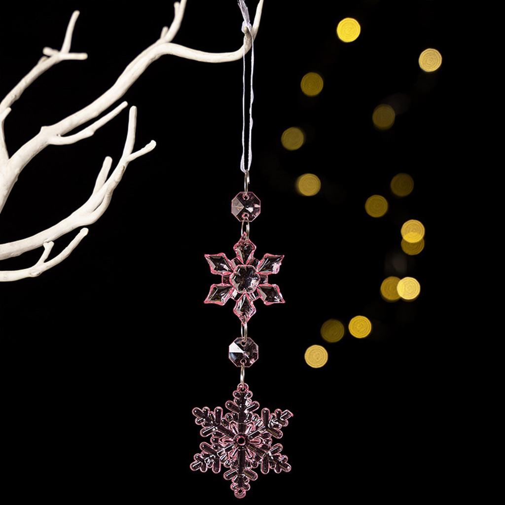 Set of 4 Snowflake Ornament Portable Accessory for Christmas Tree Hanging Decorations Sturdy Acrylic Festival Charm