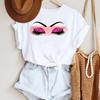 2025 Women Ladies Watercolor Casual Eye Eyelash Fashion Cartoon Summer Lady Print Tee Stylish T Top Tshirts Clothes T-Shirt