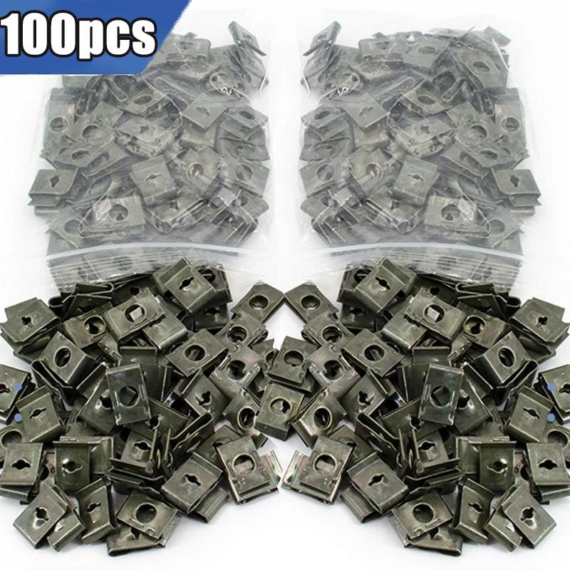 50/100 шт. металлические винтовые крепежные зажимы для автомобилей, мотоциклов, U-образный зажим с винтовой защитой от ржавчины, винтовая пряжка, листовое железо